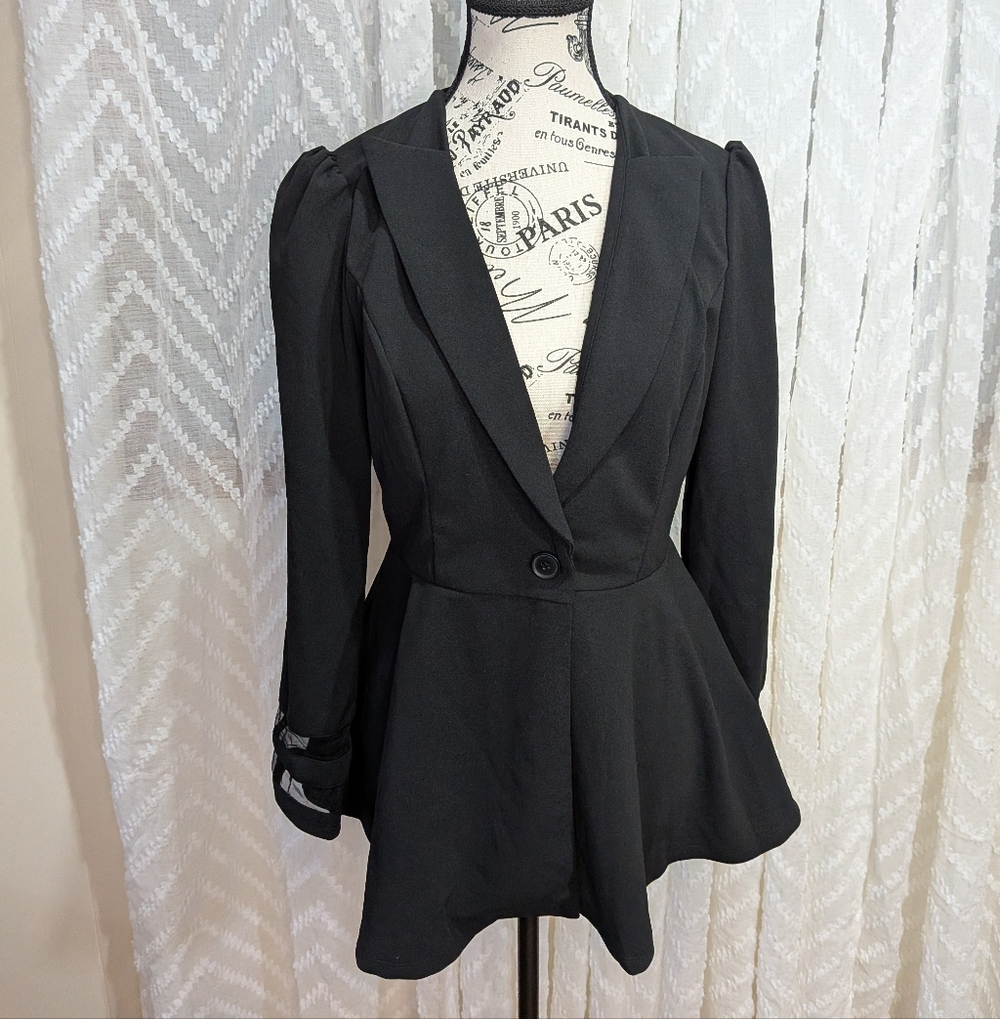 Elegant Black Women's Peplum Blazer